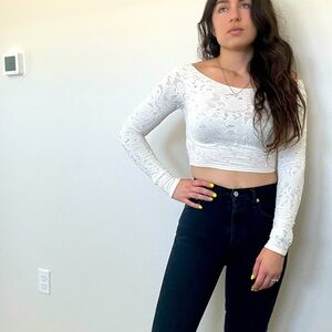 Forever 21 Lace Style Laser Cut Crop Top (M)
